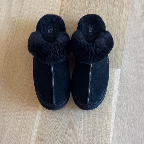 UGG Shoes - UGG Black Suede Slippers with Plush Lining